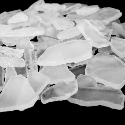 2 lbs Frosted Clear Flat Sea Glass Vase Fillers, Available in 6 lbs & 10 lbs