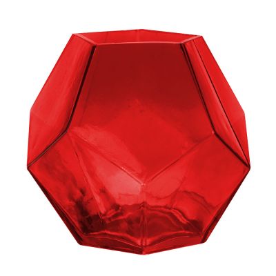 6" Geometric Red Glass Vases Candle Holder