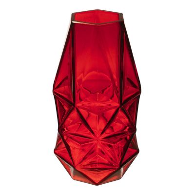 10" Geometric Red Glass Vases Candle Holder