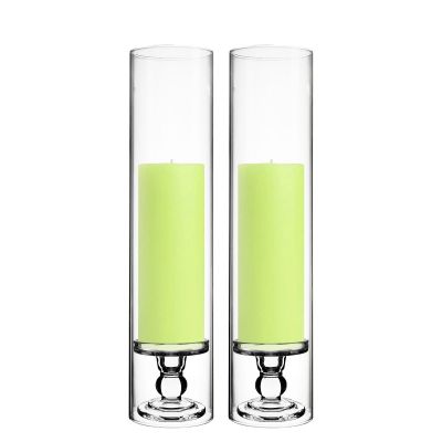 2 Sets Glass Candle Holder H-3.75" with 18" x 4" Chimney Tubes (Pack of 4 pcs)