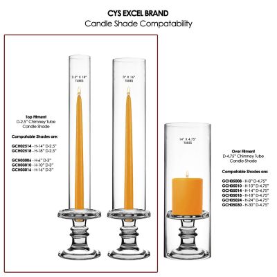 Glass Candle Holder 3.25", 4.5", 6.25" with Top Fitment Glass Tubes (Multiple Sizes) Free Shipping