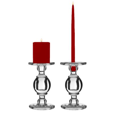 7.5" Baluster Stem Glass Taper & Pillar Candlestick Candle Holder