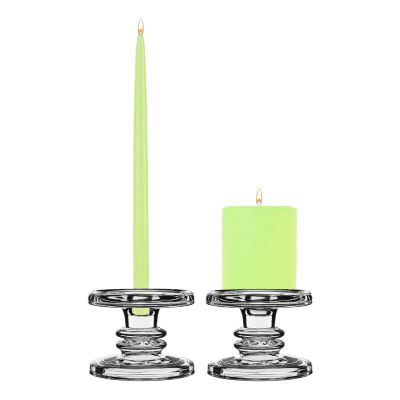 Glass H-3.25" Taper & Pillar Candlestick Classic Style