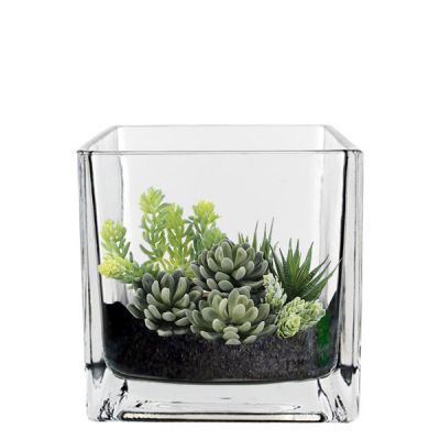 4.75" Glass Decorative Cube Vase