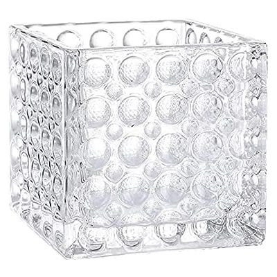 6" Glass Cube Vase with Dimple Effect