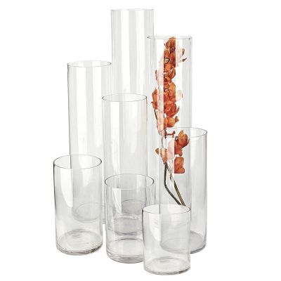 2 pcs Glass Cylinder Vases with 8" Diameter, Multiple Sizes (Free Shipping)