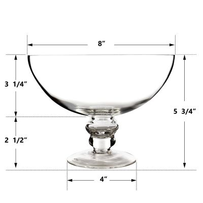 Glass Footed Fruit Bowl H-6" D-8" Terrarium Kitchen Pedestal Centerpiece