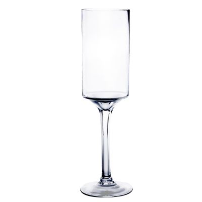 20" Contemporary Long Stem Glass Pillar Candle Holder