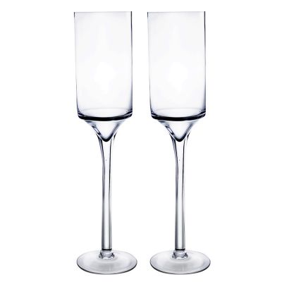 Glass Pedestal Candle Holder. H-24", Opening-5", Pack of 2