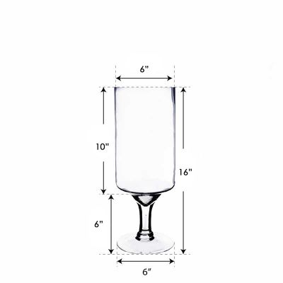 Glass Pedestal Candle Holder. H-16", Opening-6", Pack of 2