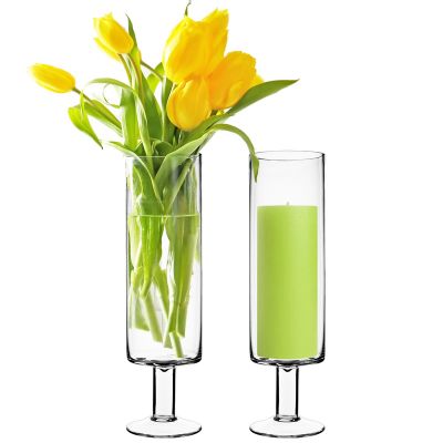 14" Hurricane Glass Short Stem Candle Holder