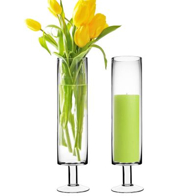 17" Hurricane Glass Short Stem Candle Holder
