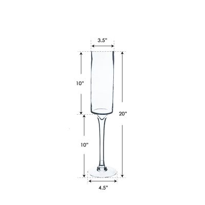 20" Contemporary Glass Long Stem Candle Holder