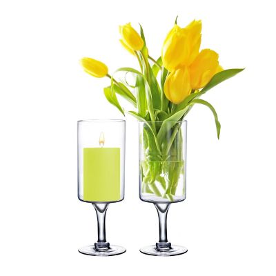 Glass Pedestal Candle Holder. H-16", Opening-6", Pack of 2