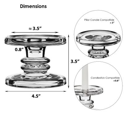 Glass H-3.25" Taper & Pillar Candlestick Classic Style