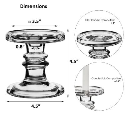 4.5" Classic Style Glass Taper & Pillar Candlestick