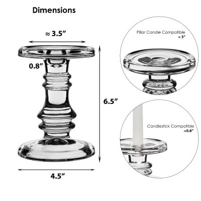 6.25" Classic Style Glass Taper & Pillar Candlestick