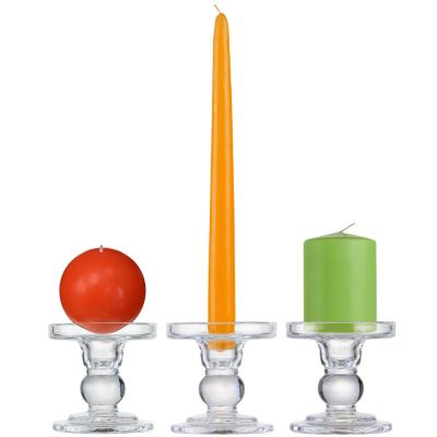3.75" Bubble Glass Pillar, Taper Candle Holder