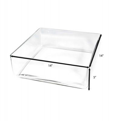 4" Square Glass Wedding Vase with 10"x10" Opening