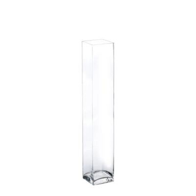 18" Decorative Square Glass Vase with 3.125"x3.125" Opening