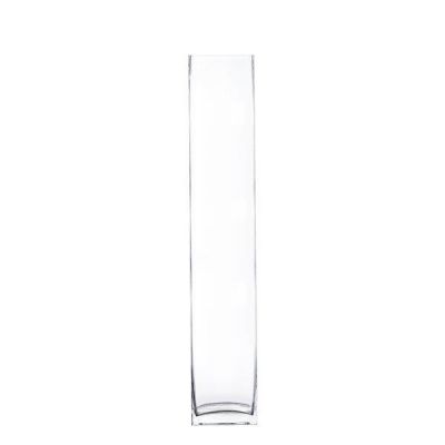18" Decorative Square Glass Vase with 3.125"x3.125" Opening