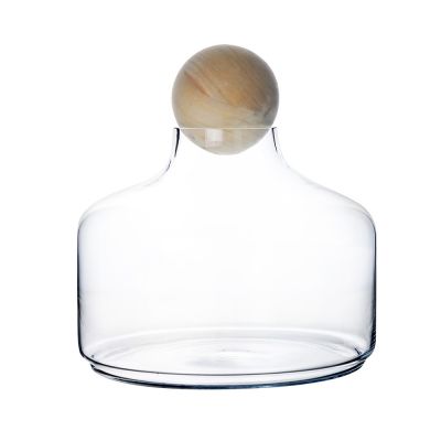10" Danish Terrarium Glass Dome Cloche with Ball Stopper and Wood Base