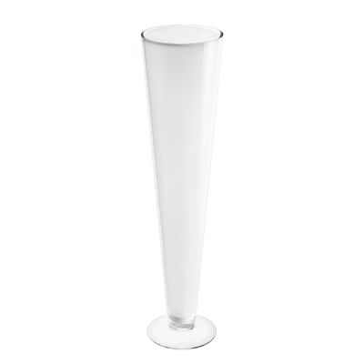 20" White Glass Trumpet Centerpiece Vase