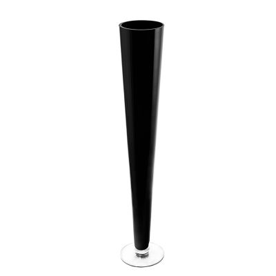 28" Black Glass Trumpet Wedding Centerpiece Vase