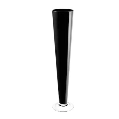 24" Black Glass Trumpet Wedding Centerpiece Vase