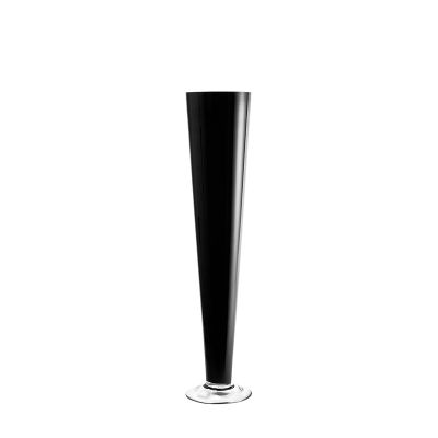 24" Black Glass Trumpet Wedding Centerpiece Vase