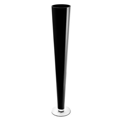 32" Black Glass Trumpet Wedding Centerpiece Vase