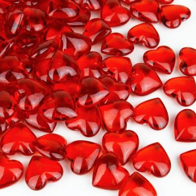 Acrylic Heart-Shaped Ruby Red Gemstone Vase Fillers