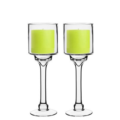 12" Elegant Long Stem Glass Candle Holder