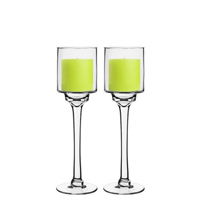 16" Elegant Long Stem Glass Candle Holder