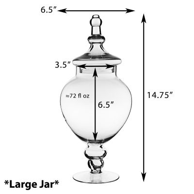Set of 3 Glass Apothecary Jars Candy Buffet Containers - H: 14.75", 13.5", 10"