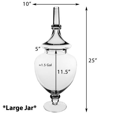 Set of 3 Glass Apothecary Jars Candy Buffet Containers - H: 25", 21.5", 14.75"