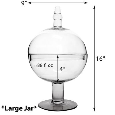Set of 3 Glass Apothecary Jars Candy Buffet Containers - H: 16", 12.5", 10"