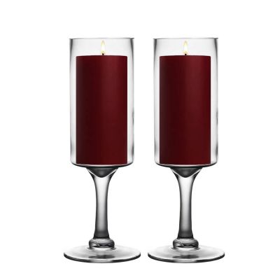 Glass Pedestal Candle Holder. H-16", Opening-5", Pack of 2