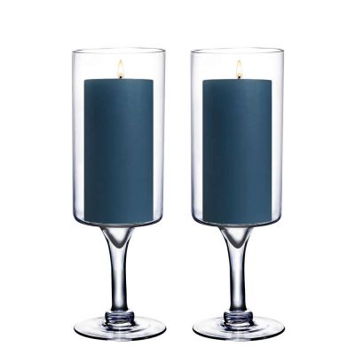 Glass Pedestal Candle Holder. H-20", Opening-5", Pack of 2
