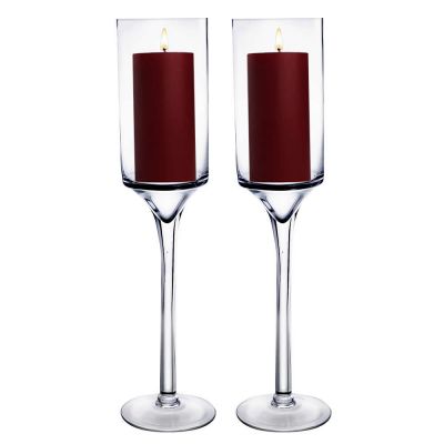 Glass Pedestal Candle Holder. H-24", Opening-5", Pack of 2
