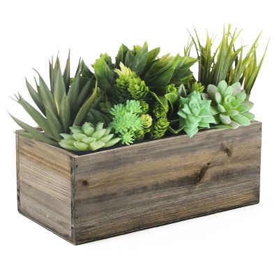 4" x 10" x 5" Rectangle Planter Wood Box with Plastic Liner