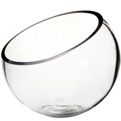 9" Slant Cut Asymmetrical Glass Bowl Vase Plant Terrarium Pod 