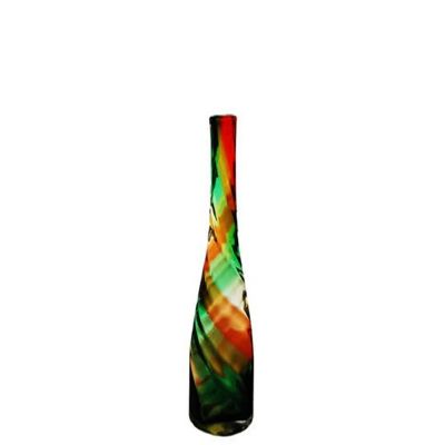 15" Decorative Olive Green Glass Vase