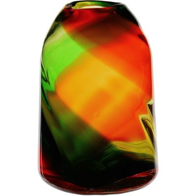 15" Decorative Olive Green Glass Vase