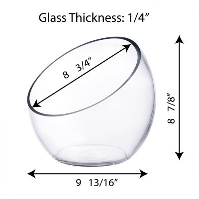 9" Slant Cut Asymmetrical Glass Bowl Vase Plant Terrarium Pod 