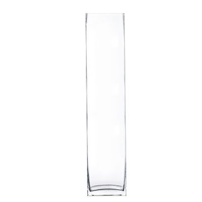 24" Decorative Square Glass Vase with 4.75"x4.75" Opening