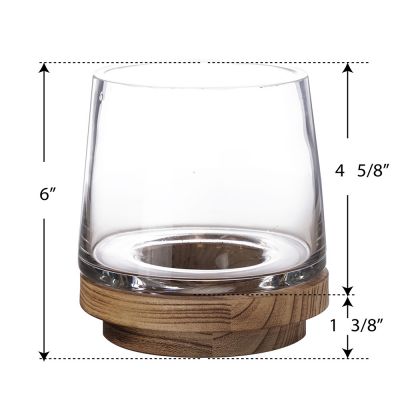 Plant Terrarium Vase in Wood Base Stand. H-6" , D-5" (Free Shipping)