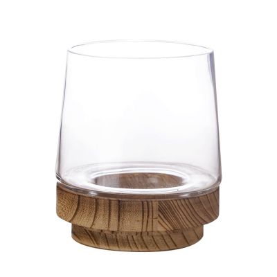 Plant Terrarium Vase with Wood Base Stand H-8" D-5" (Free Shipping)
