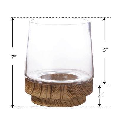 Plant Terrarium Vase with Wood Base Stand H-8" D-5" (Free Shipping)