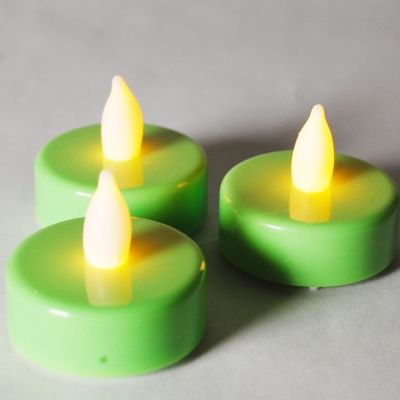 1.5 inch Flameless Green LED Tealight Candles 